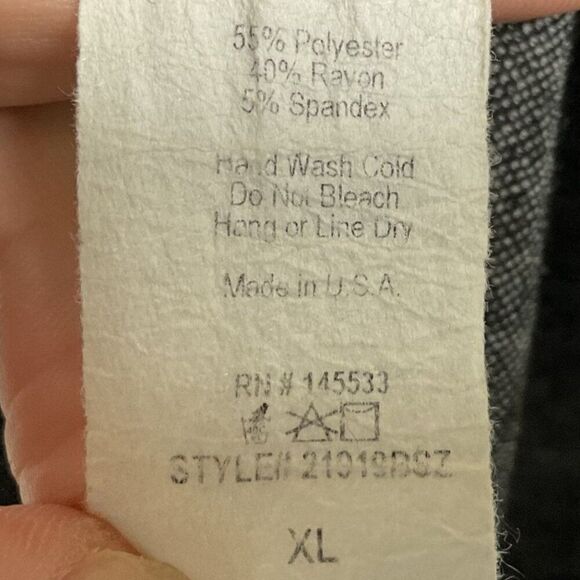 W5 Black Print Long Sleeve Top, Manufacturer Frayed Sleeves and Hem, Women's XL - Picture 10 of 10